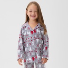 Пижама детская новогодняя: рубашка, брюки, KAFTAN «Скандинавия», серая, рост 122-128 см - Фото 3