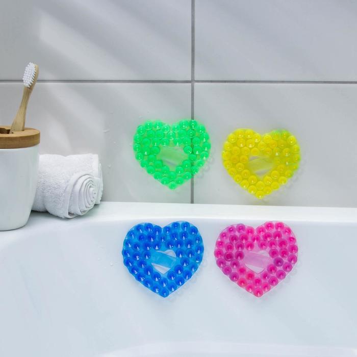 Мини-коврик для ванны «Сердце», 8×9 см, цвет МИКС - Фото 1