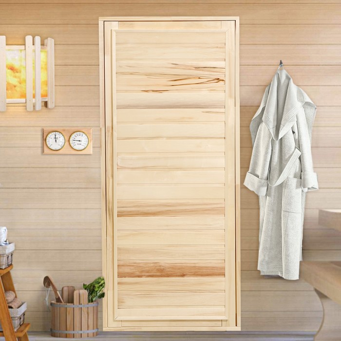 Дверь для бани и сауны «Эконом», 180×70 см по коробке, деревянная, «Добропаровъ» - Фото 1