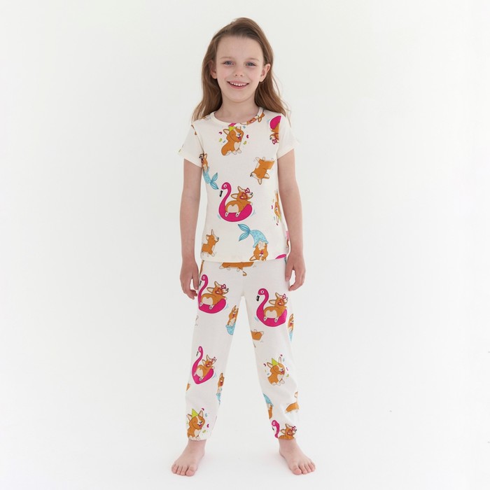 Пижама для девочки, рост 104 см, цвет молочный