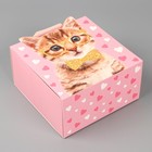 Коробка подарочная складная, упаковка, «Котик», 15 х 15 х 8 см - фото 319075231
