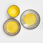 Набор посуды "Восточный", керамика, желтый, 18 предметов: 6 шт-20 см, 6 шт-25 см, 6 шт-15 см 700 мл , 1 сорт, Иран - Фото 5