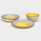 Набор посуды "Восточный", керамика, желтый, 18 предметов: 6 шт-20 см, 6 шт-25 см, 6 шт-15 см 700 мл , 1 сорт, Иран - Фото 6