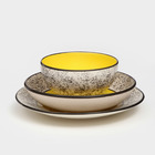 Набор посуды "Восточный", керамика, желтый, 18 предметов: 6 шт-20 см, 6 шт-25 см, 6 шт-15 см 700 мл , 1 сорт, Иран - Фото 7