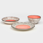 Набор посуды "Восточный", керамика, розовый, 18 предметов: 6 шт-20 см, 6 шт-25 см, 6 шт-15 см 700 мл , 1 сорт, Иран - фото 25782605