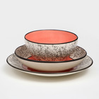 Набор посуды "Восточный", керамика, розовый, 18 предметов: 6 шт-20 см, 6 шт-25 см, 6 шт-15 см 700 мл , 1 сорт, Иран - фото 25782607