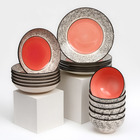 Набор посуды "Восточный", керамика, розовый, 18 предметов: 6 шт-20 см, 6 шт-25 см, 6 шт-15 см 700 мл , 1 сорт, Иран - фото 25782602