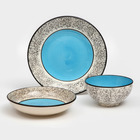 Набор керамической посуды "Восточный", 18 предметов: 6 шт-20 см, 6 шт-25 см, 6 шт-15 см, 700 мл , синий, 1 сорт, Иран - Фото 4