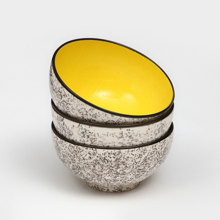 Набор посуды "Салатный", керамика, желтый, 3 предмета: d=15 см, 700 мл, 1 сорт, Иран - фото 1927996540