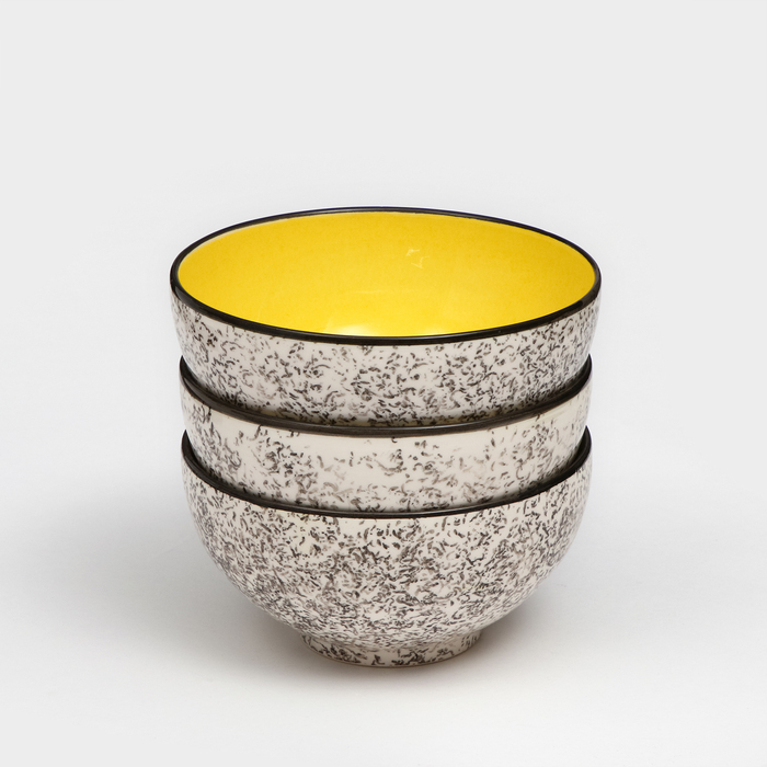 Набор посуды "Салатный", керамика, желтый, 3 предмета: d=15 см, 700 мл, 1 сорт, Иран - фото 1927996541