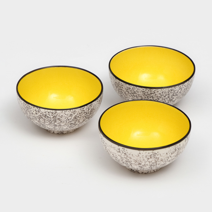 Набор посуды "Салатный", керамика, желтый, 3 предмета: d=15 см, 700 мл, 1 сорт, Иран - Фото 1