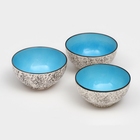 Набор посуды "Салатный", керамика, синий, 3 предмета: d=15 см, 700 мл, 1 сорт, Иран - фото 320252798