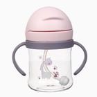 Поильник - непроливайка детский с силиконовой трубочкой и грузиком, от 9 мес., 250 мл., с ручками, розовый, Крошка Я - Фото 3