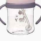 Поильник - непроливайка детский с силиконовой трубочкой и грузиком, от 9 мес., 250 мл., с ручками, розовый, Крошка Я - Фото 5