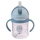 Поильник - непроливайка детский с силиконовой трубочкой и грузиком, от 9 мес., 250 мл., с ручками, голубой - Фото 9