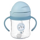 Поильник - непроливайка детский с силиконовой трубочкой и грузиком, от 9 мес., 250 мл., с ручками, голубой - Фото 4