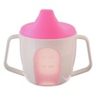 Поильник - чашечка 2 в 1 детский тренировочный, твердый носик, 150 мл., с ручками, цвет розовый - фото 4363052