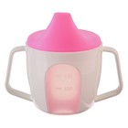 Поильник - чашечка 2 в 1 детский тренировочный, твердый носик, 150 мл., с ручками, цвет розовый - Фото 3