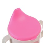 Поильник - чашечка 2 в 1 детский тренировочный, твердый носик, 150 мл., с ручками, цвет розовый - Фото 5