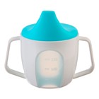 Поильник - чашечка 2 в 1 детский тренировочный, твердый носик, 150 мл., с ручками, цвет голубой - Фото 3