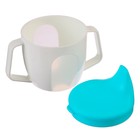 Поильник - чашечка 2 в 1 детский тренировочный, твердый носик, 150 мл., с ручками, цвет голубой - Фото 5