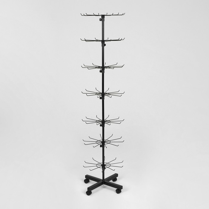 Вертушка, 7 ярусов по 10 крючков, 40×40×170, цвет чёрный - фото 1907538364