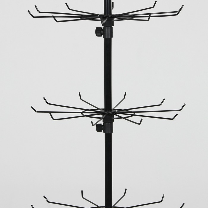 Вертушка, 7 ярусов по 10 крючков, 40×40×170, цвет чёрный - фото 1907538365