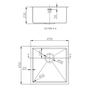 

Мойка кухонная EMAR EMB-113 PVD Nano Golden, врезная, 450х450х230 мм, квадратная, золото