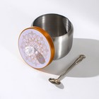 Сахарница из нержавеющей стали «Эрвин», 9,5×10,5 см, с ложкой, 201 сталь, цвет серебряный - Фото 2