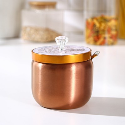 Сахарница из нержавеющей стали «Эрвин», 9,5×10,5 см, с ложкой, 201 сталь, цвет бронзовый