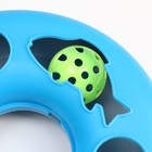 Игрушка для кошек "Загадочный круг - Рыбки", мышь на пружине и шарик, 23 х7 см, голубая/серая - фото 8033745