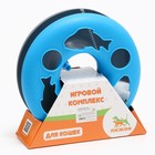 Игрушка для кошек «Загадочный круг - рыбки», 23×7 см, мышь на пружине и шарик, голубая, серая - Фото 5
