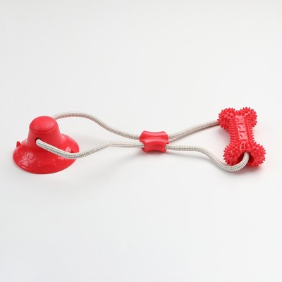 Игрушка для собак «Кость на присоске», 40 см, красная