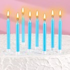 Набор свечей для торта "Манхеттен", 9 см, 8 шт, 24 мин, голубой металлик - фото 110146313