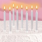 Набор свечей для торта "Манхеттен", 9 см, 8 шт, 24 мин, серебряный металлик - Фото 1