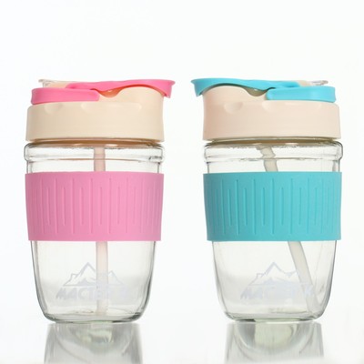 УЦЕНКА Термостакан «Дарим Красиво», 400 мл, 12.5×9 см, трубочка 18 см, стекло