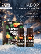 Новогодний набор эфирных масел «Сочного Нового Года!», в подарочной коробке, апельсин, кедр, 2 шт. по 10 мл - Фото 1
