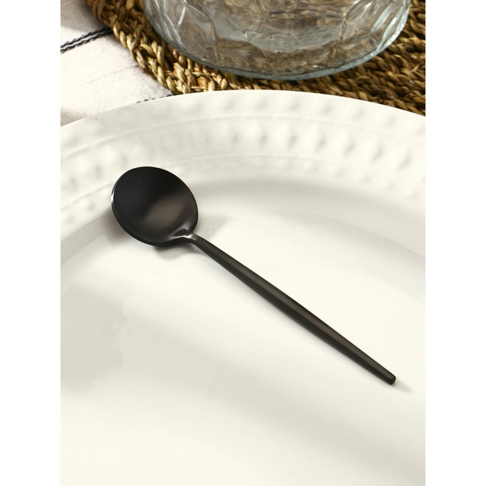 Ложка чайная из нержавеющей стали Magistro «Фолк», длина 12,3 см, цвет чёрный
