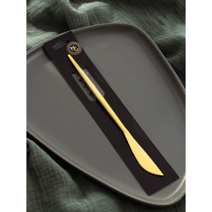 Нож столовый из нержавеющей стали Magistro «Фолк», длина 22 см, цвет золотой - фото 1888417428
