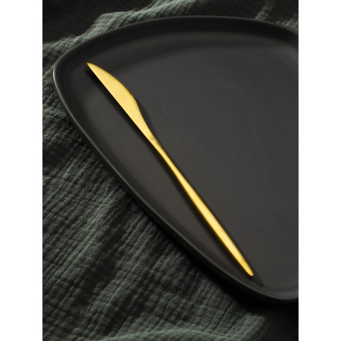 Нож столовый из нержавеющей стали Magistro «Оску базис», длина 23 см, цвет золотой - фото 1919394930
