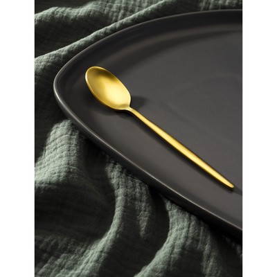Ложка чайная Magistro «Оску базис», длина 15 см, нержавеющая сталь, золотистая