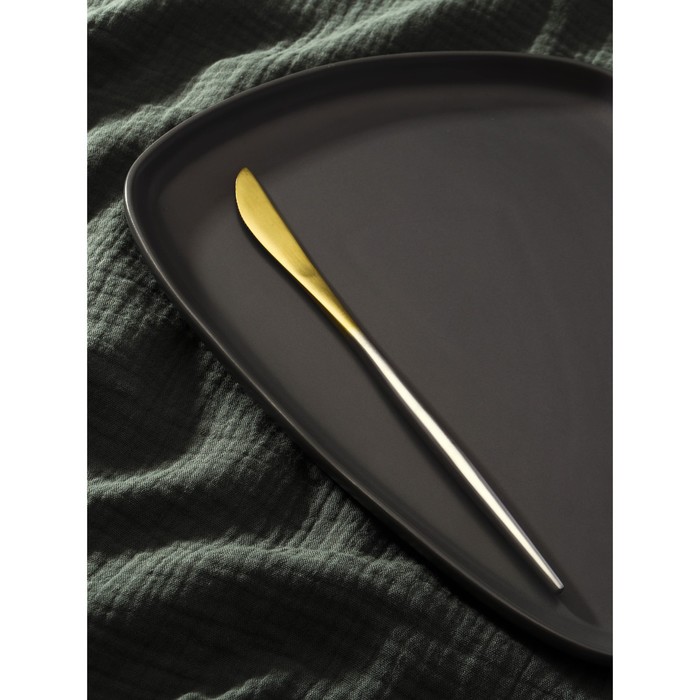 Нож столовый из нержавеющей стали Magistro «Фолк», длина 22 см, цвет золотой, серебряная ручка - Фото 1