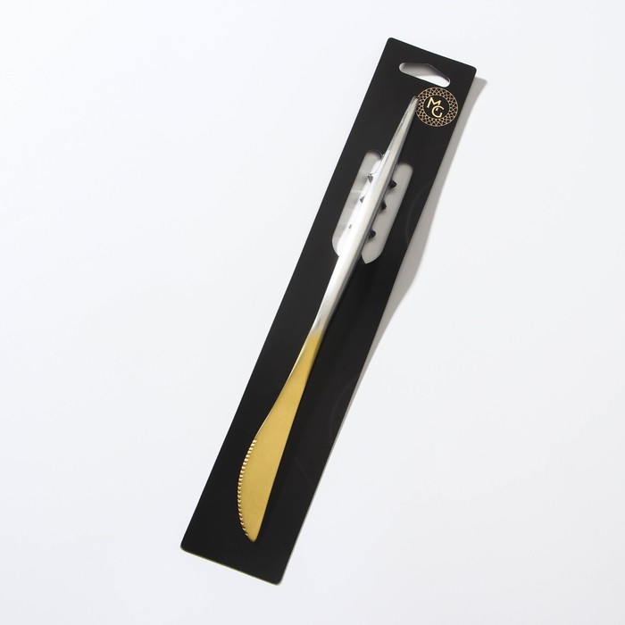 Нож столовый из нержавеющей стали Magistro «Фолк», длина 22 см, цвет золотой, серебряная ручка - фото 1909000272