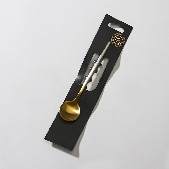Ложка чайная из нержавеющей стали Magistro «Фолк», длина 13,2 см, цвет золотой, серебряная ручка - фото 1891379735