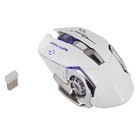 Мышь Luazon MB-2.7, игровая, беспроводная, оптическая, 800-2400 dpi, 500 мАч, подсветка, USB, белая - фото 51302618