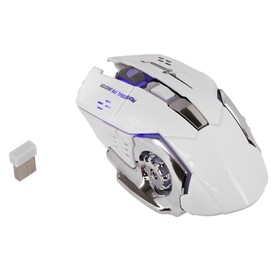 Мышь Luazon MB-2.7, игровая, беспроводная, оптическая, 800-2400 dpi, 500 мАч, подсветка, USB, белая