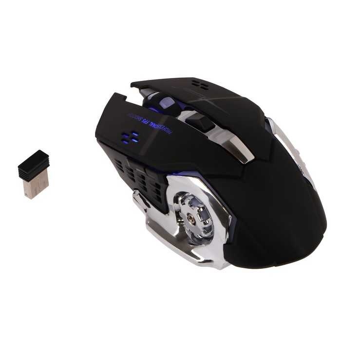 Мышь MB-2.7, игровая, беспроводная, оптическая, 800-2400 dpi, 500 мАч, подсветка, USB,черная - Фото 1