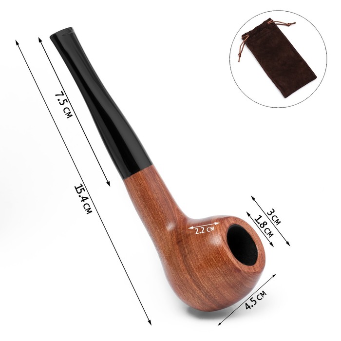 Курительная трубка для табака "Командор Премиум", классическая, красное дерево, длина 15.4 см, d-1.8 - Фото 1