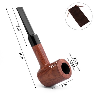 Трубка для курения деревянная "Командор Премиум", классическая, красное дерево, l-14 см,  d-1.8