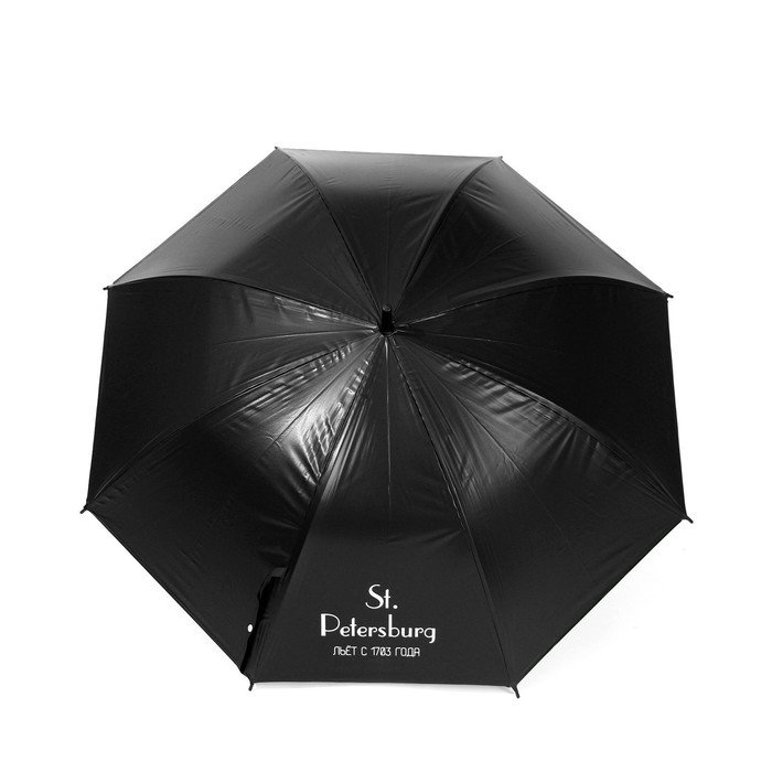 Зонт - трость полуавтомат «Питерский дождь», цвет черный, 8 спиц, R = 45 см - фото 1907538771
